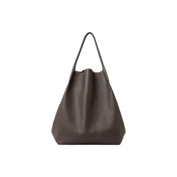 Loro Piana Calfskin Handbag Extra Large Men's Dark Chocolates Liquorice With Onyx