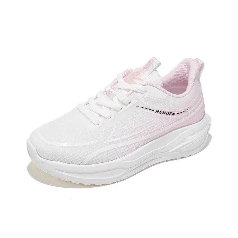RENBEN Breathable Coverage Low Top Casual Shoes Women's White Pink-2