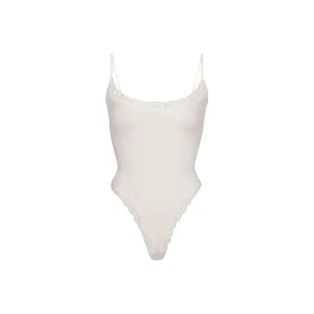 SKIMS FITS EVERYBODY CORDED LACE CAMI BODYSUIT Bodysuits Women's Marble/White