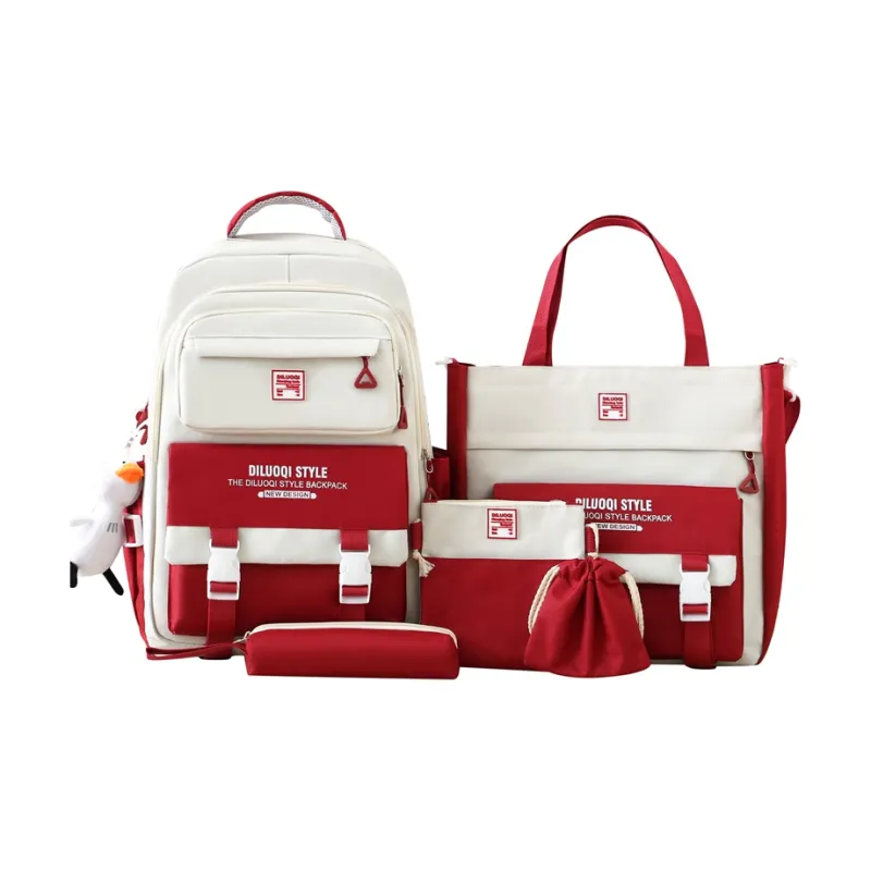 BRABOSTON Canvas Backpack Regular Unisex Black/Red/Green/Blue-12