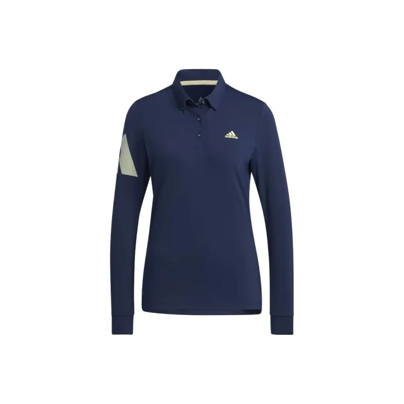Adidas Aeroready 3-Bar Long Sleeve Polo Shirt Polo Shirt Women's Blue-0