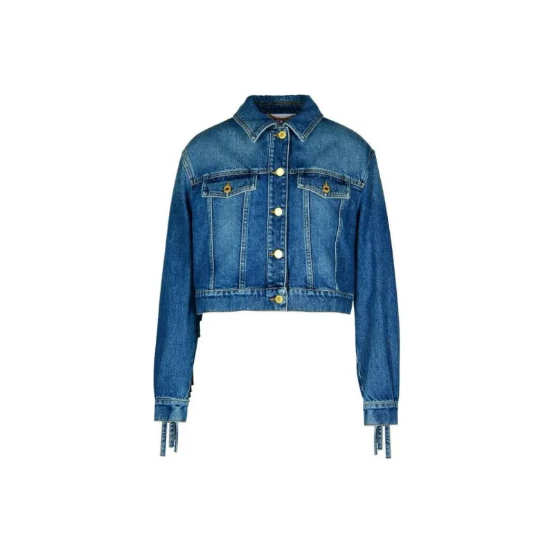 MOSCHINO Fringe Detailed Denim Jacket-0
