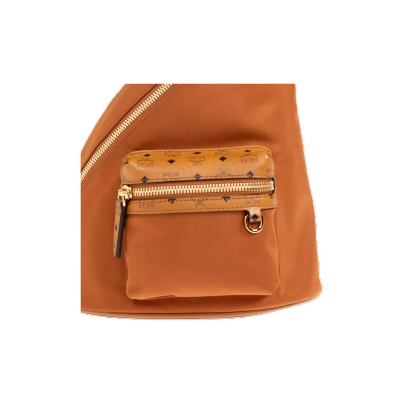 MCM Aren Visetos Nylon Shoulder Bag, Sling Bag Mini Unisex Cognac-4