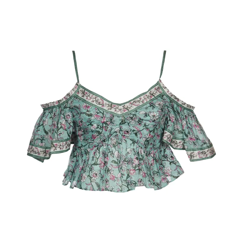 ISABEL MARANT ETOILE Cold Shoulder Floral Printed Flared Blouse-0