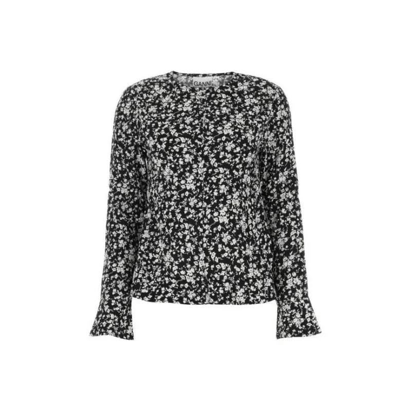GANNI Floral print Crepe Blouse-0