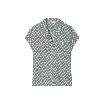 TORY BURCH Allover Printed Poplin Camp Shirt