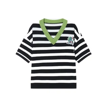 DIALOGUE To White X Kaye Levine Co-branded Series Knitwear Women's Black White Stripes
