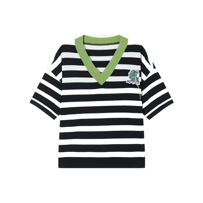 DIALOGUE To White X Kaye Levine Co-branded Series Knitwear Women's Black White Stripes-0