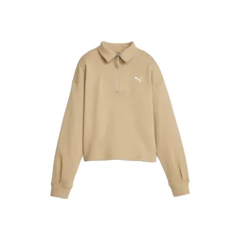 PUMA HER Women's High-Neck Half-Zip Sweatshirt Jacket Women's Sand Dune