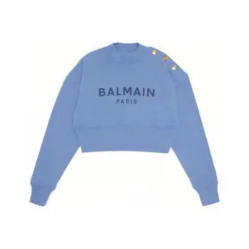 BALMAIN 3 Button Printed Sweatshirt 'Blue Clair/Blue Denim'