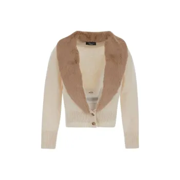Blumarine Faux Fur Collared Cardigan