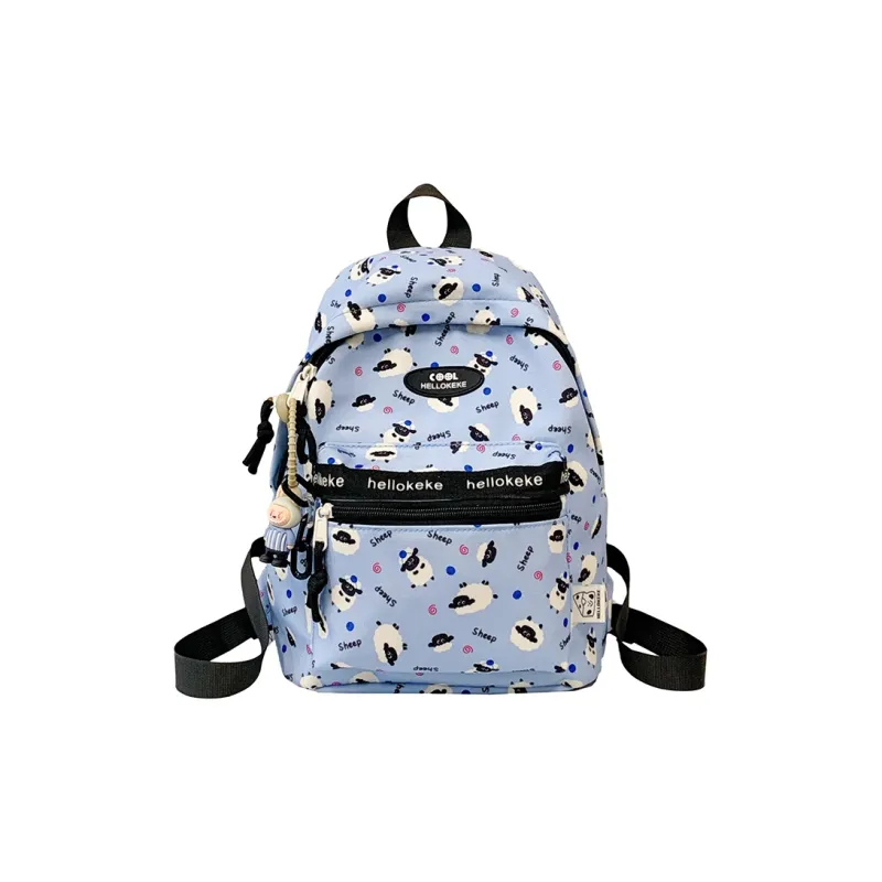 Kaka Tree Nylon Fabric Backpack Regular Women's Blue/White/White & Brown/White & Blue-0