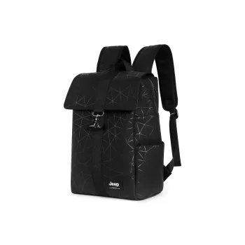 Jeep PU Students Backpack Laptop Bag, Regular Unisex Black Diamond Pattern