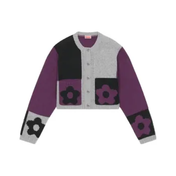 KENZO Boke Flower Checkerboard Cropped Cardigan