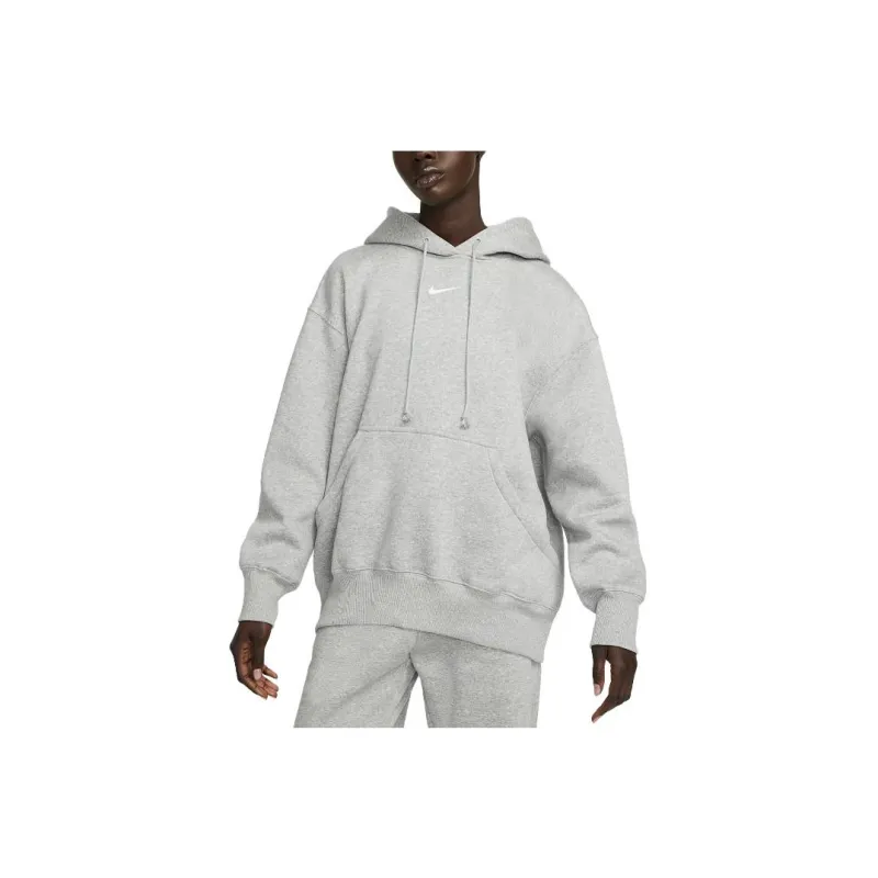 Nike Women's Phoenix Fleece Oversized Pullover Hoodie Dark Grey Heather/Sail-0