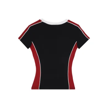 Ning Cai Yuer Set in Sleeve T Shirt Women's Black & Red