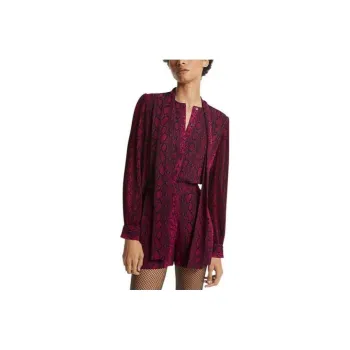 MICHAEL KORS Snake Print Georgette Neck-Tie Romper