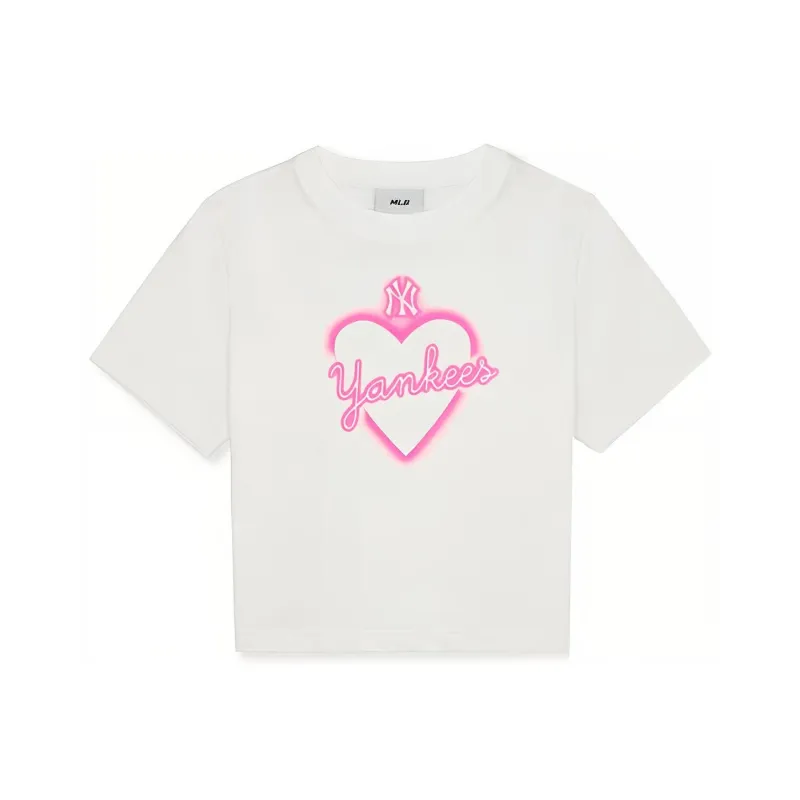 MLB MLB SS23 Heart Heart Series Regular T Shirt Women's Ivory-0