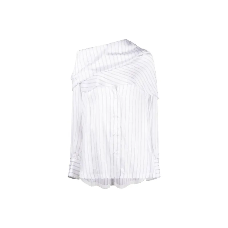 The Attico Striped Asymmetric Shirt-0