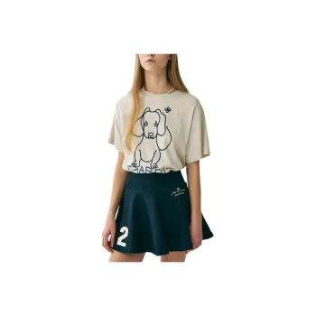 MARDI MERCREDI T Shirt Women's Oat Marine Blue Korean Style