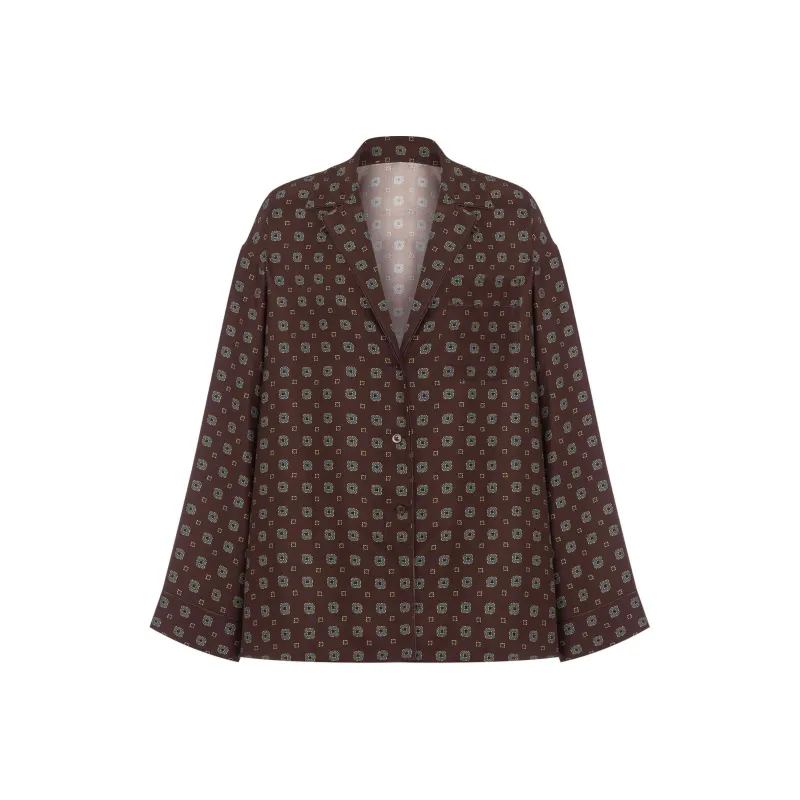 MOSCHINO Satin Tie Printed Shirt-0