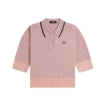 FRED PERRY Sheer Trim Knitted Shirt Polo Shirt Women's Pink