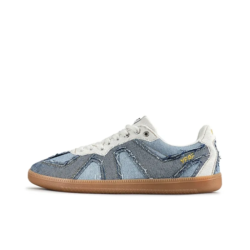 VFDF Denim, German Army Trainers Breathable And Slip Resistant Low Top Skateboard Shoes Unisex Denim Blue-0