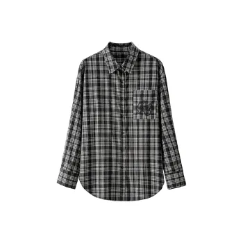 BANANA CICI Shirt Women's Gray Plaid
