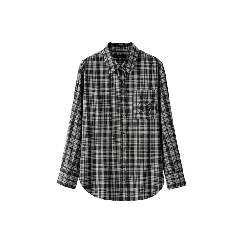 BANANA CICI Shirt Women's Gray Plaid-0