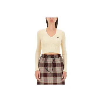 Vivienne Westwood Bea Cropped V Neck Jumper