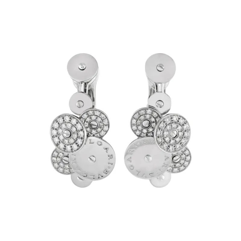 BVLGARI 18K White Gold Cicladi Diamond Clip on Earrings-0