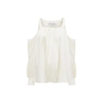 JW Anderson Twisted Cold Shoulder Pleated Blouse