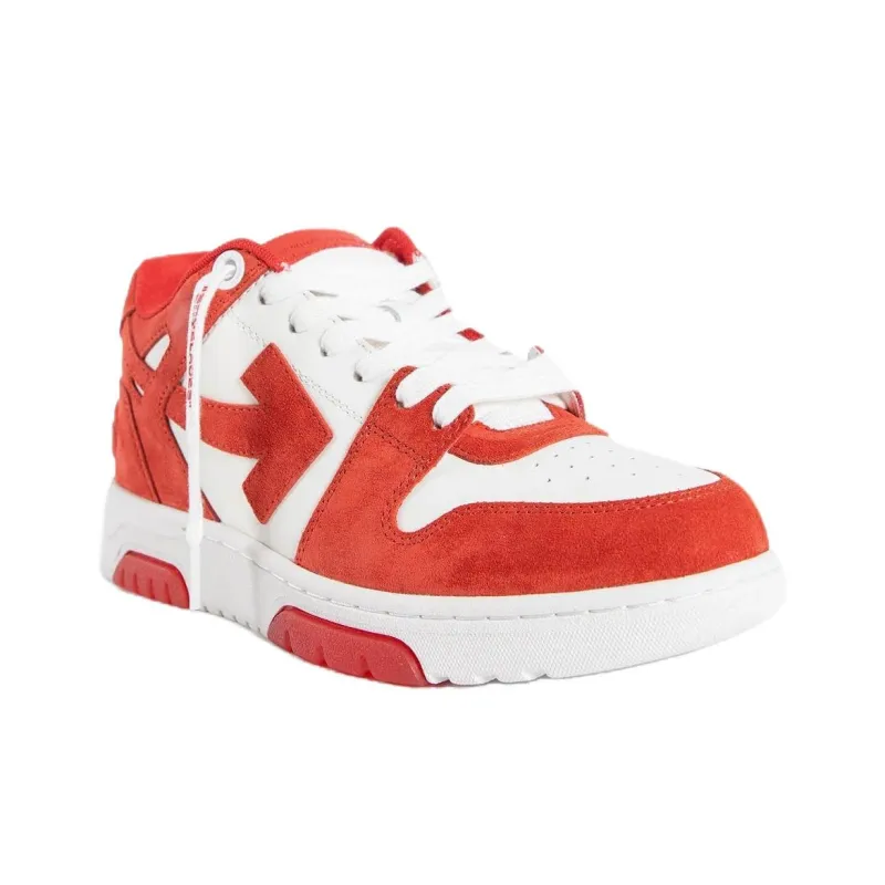 OFF WHITE Out Of Office 'OOO' Low Tops Brick Red White Suede-2