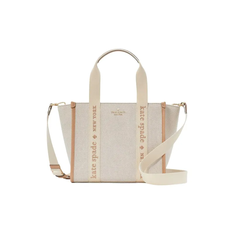 Kate Spade Canvas Bag, Tote Bag, Shopping Bag, Shoulder Bag, Crossbody Bag, Handbag Trumpets Women's Beige & Brown-0