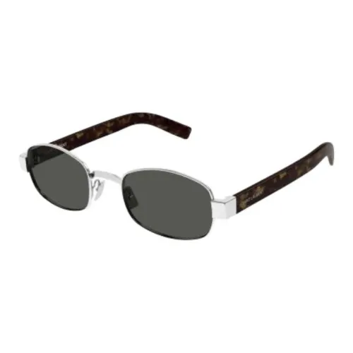 SAINT LAURENT Acetate Oval Sunglasses Women's Silver