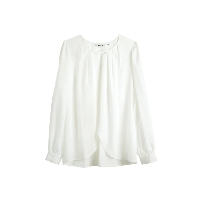Olrain SS24 Chiffon Shirts Women's Milk Tea Beige-6