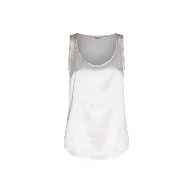 Brunello Cucinelli Embellished Satin Tank Top-0