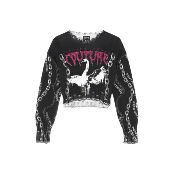 VERSACE JEANS COUTURE Chain Swan Patterned Jacquard Jumper