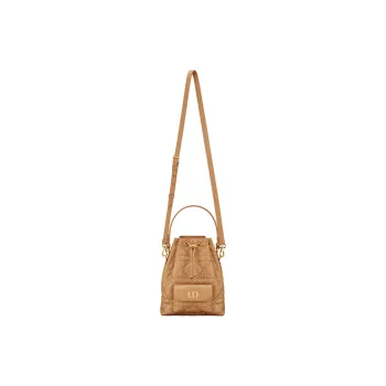 DIOR Caro Sheepskin Bucket Bag, Shoulder Bag, Crossbody Bag, Handbag Small Size Women's Camel