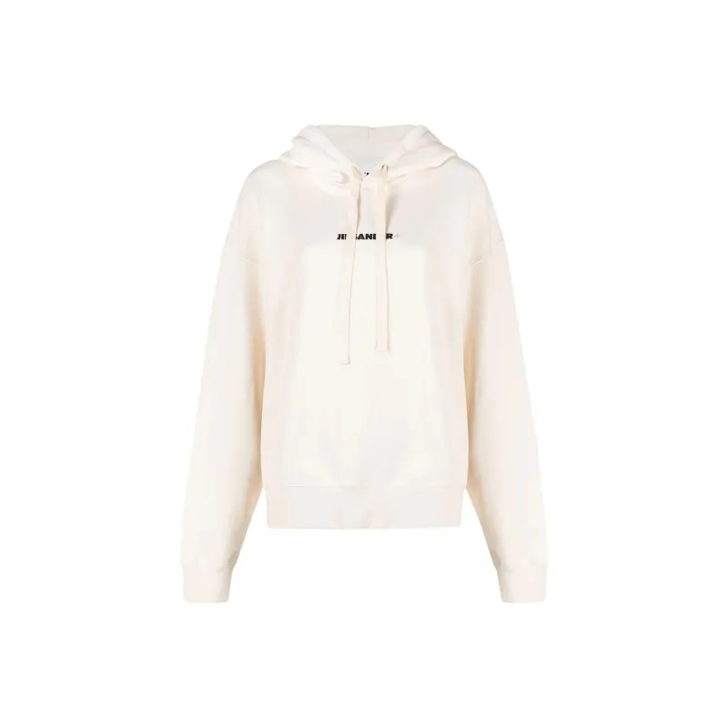 JIL SANDER + Logo Printed Drawstring Hoodie-0