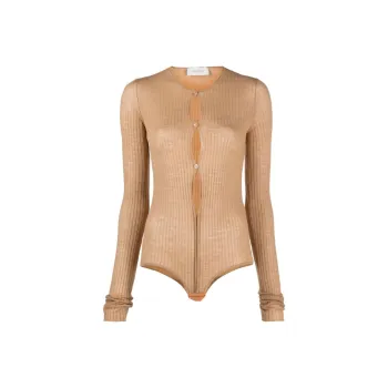 SportMax Ribbed-knit Button-up Bodysuit
