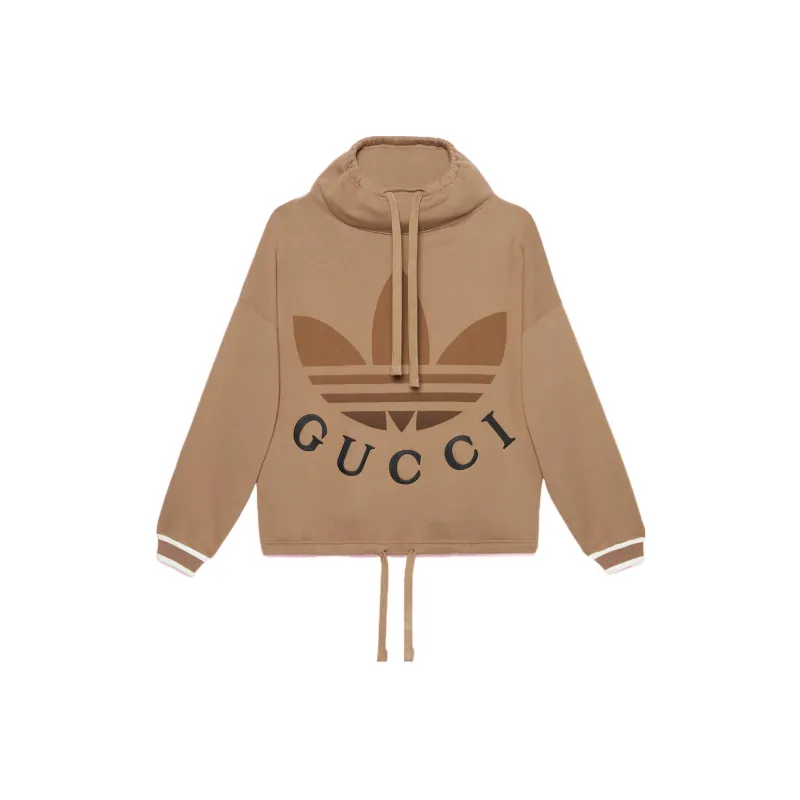 GUCCI X Adidas Cotton Jersey Sweatshirt Dark Beige-0