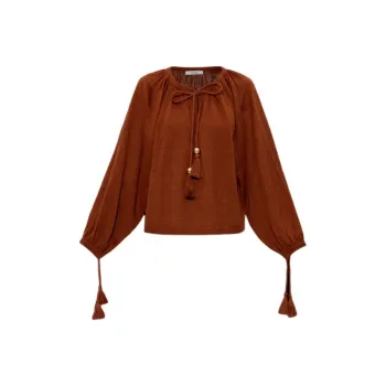 MaxMara Quirite Drawstring Tassel Knitted Blouse
