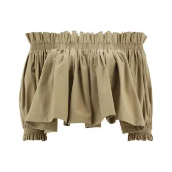 DIOR Gathered Puff Sleeved Cropped Blouse