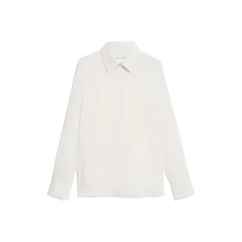 MaxMara Filmato Collection Silk Charmeuse Shirt Shirt Women's Ivory