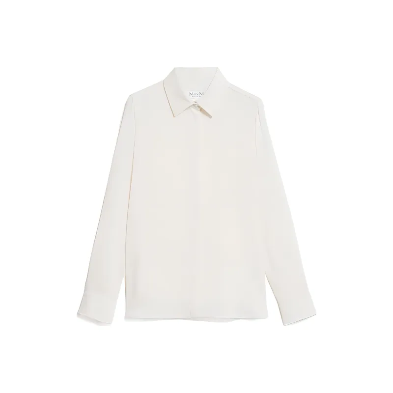 MaxMara Filmato Collection Silk Charmeuse Shirt Shirt Women's Ivory-0