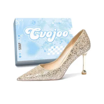 CVOJOO Slim Heel High Heels Women's Champagne Gold