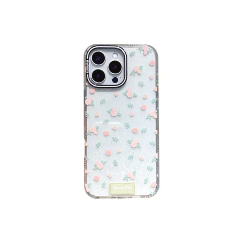 Koman TPU Material Shimmer Label Vintage Small Flower Phone Cases Compatible With Apple IPhone 12/13/14/15/16/Pro/Mac