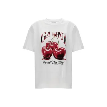 GANNI Cherry Printed Crewneck T Shirt