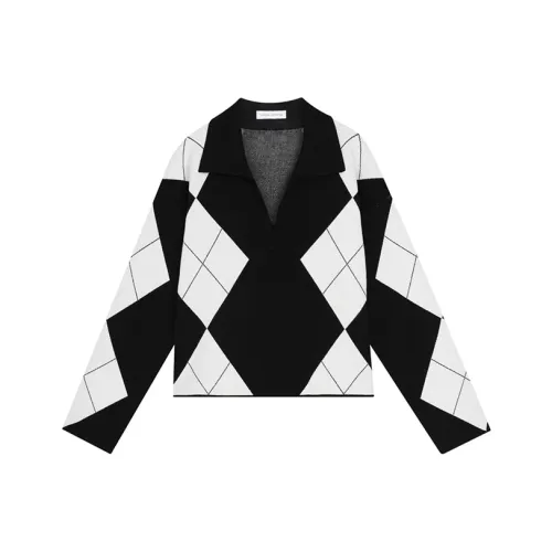 VEGA CHANG SS24 Knitwear Women's Black White Diamond Pattern